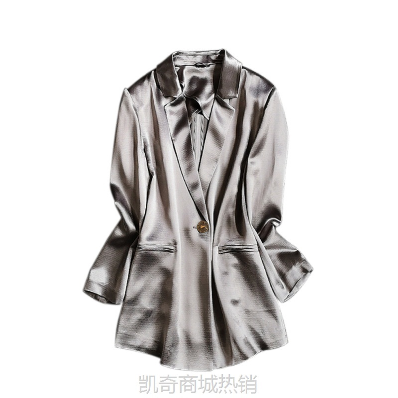醋酸小西装外套修身显瘦单排扣轻奢小众质感薄款小西服上衣女OL韩