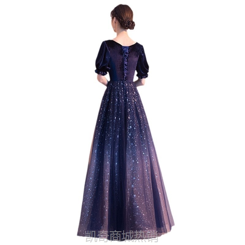 星空晚礼服裙女2024新款宴会气质长裙声乐艺考大合唱团主持人演出
