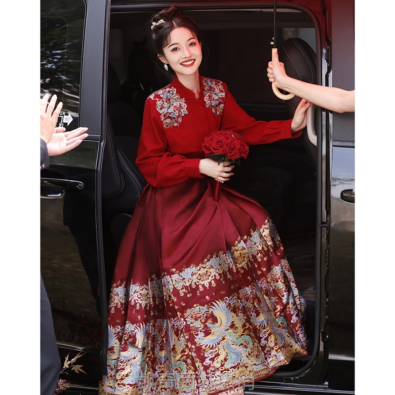马面裙敬酒服新娘套装结婚回门宴出阁新中式汉服订婚礼服春季长袖