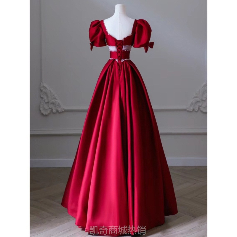 蝴蝶结敬酒服高级感缎面新娘结婚礼服吊带鱼尾修身气质女王晚礼服