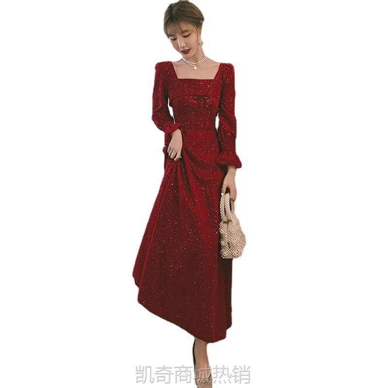 敬酒服新娘2024新款红色气质平时可穿小个子遮手臂订婚回门晚礼服