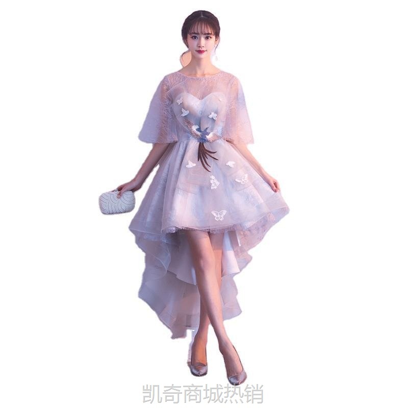 宴会晚礼服气质仙女系短款小个子仙气伴娘服平时可穿礼服连衣裙秋