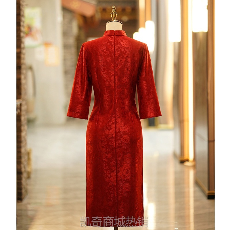 喜婆婆2024新款妈妈装婚宴礼服旗袍中年结婚婚礼喜服平时可穿大码