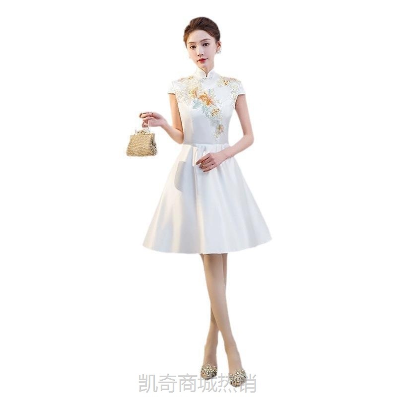 晚礼服女中式旗袍伴娘服主持人迎宾颁奖礼仪小姐中国风复古演出服