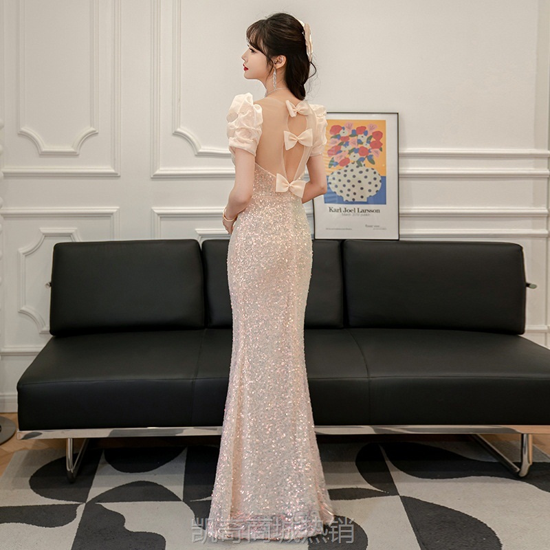 敬酒服新娘2023新款夏季订婚结婚回门气质礼服鱼尾连衣裙平时可穿