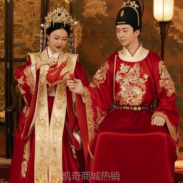 明制婚服大码秀禾服嫁衣情侣男女嫁衣婚纱敬酒服古风汉服凤冠霞帔