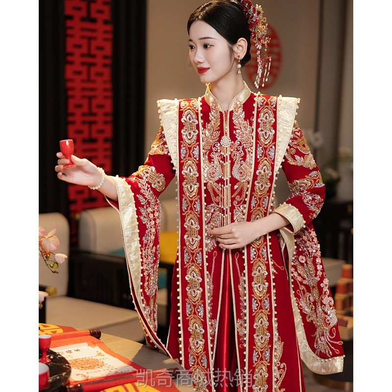 秀禾服新款新娘新中式凤冠霞帔敬酒服婚服中国风嫁衣出阁服冬显瘦