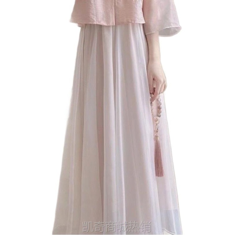 夏季新中式女汉服国风两件套装汉服改良版汉元素连衣裙子日常摄影