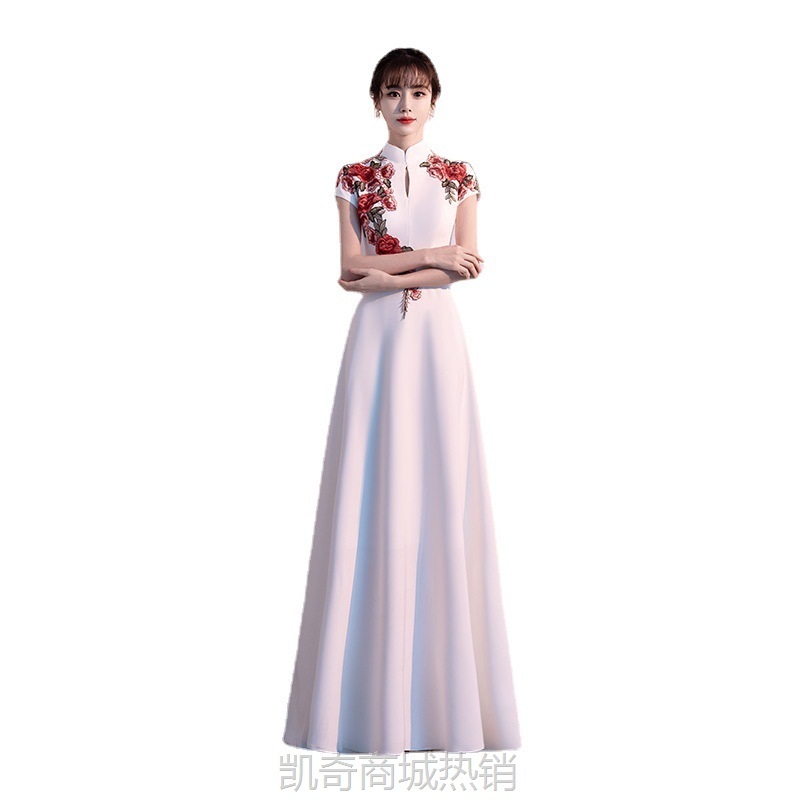 大合唱团演出服女长裙2024新款红歌中国风朗诵服装独唱走秀晚礼服