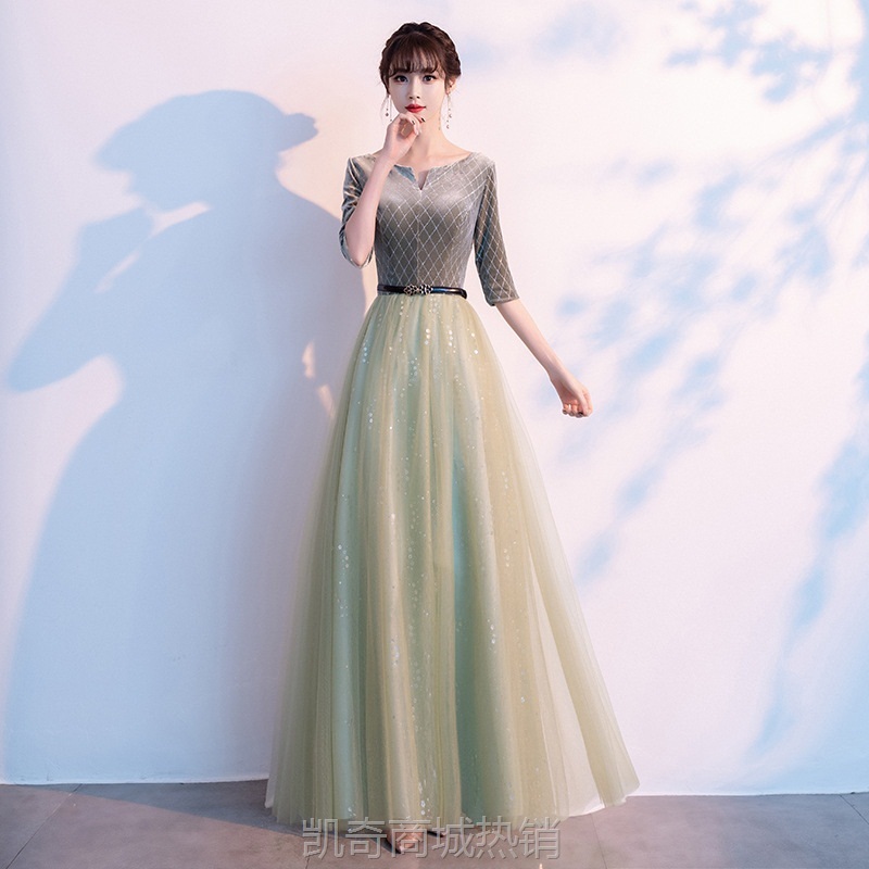 大合唱演出服女2024年新款主持人长款气质学生舞台指挥服装晚礼服