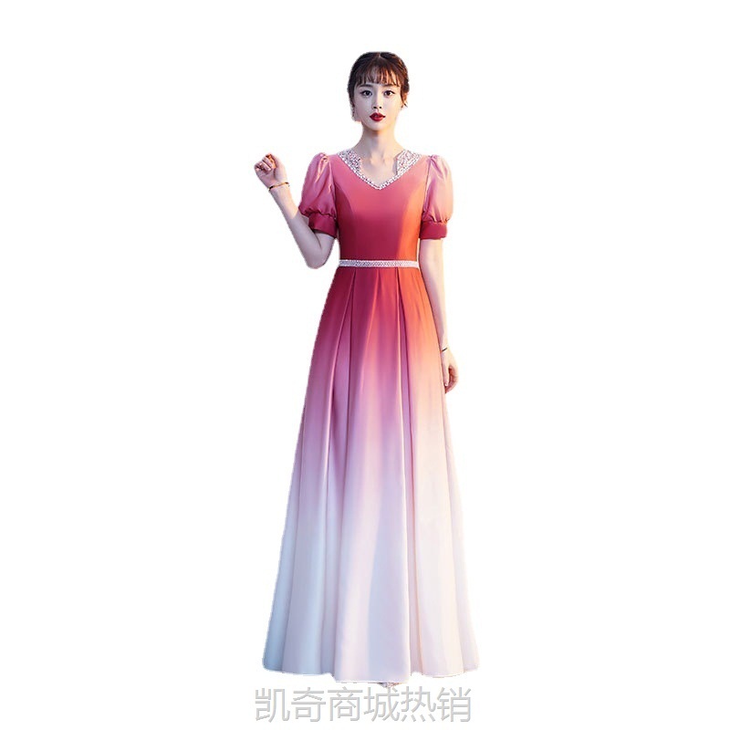 大合唱演出服女长裙新款红歌比赛服装学生表演指挥朗诵主持晚礼服