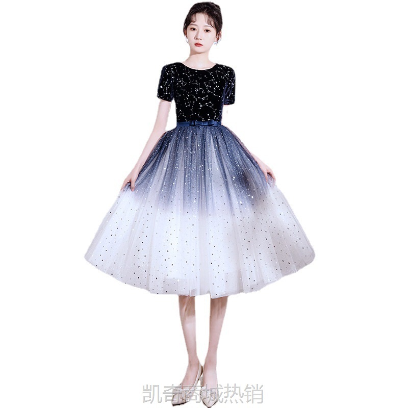 星空小个子晚礼服裙女洋气小众新款气质合唱演出服毕业艺考连衣裙