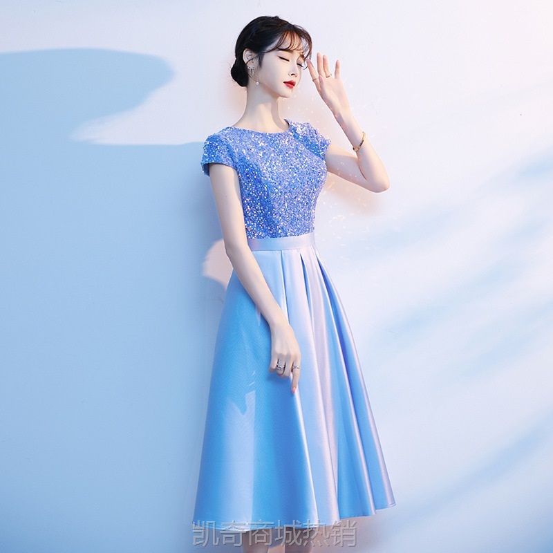 红歌大合唱团演出服女长裙学生主持诗歌朗诵服装气质显瘦成人礼服