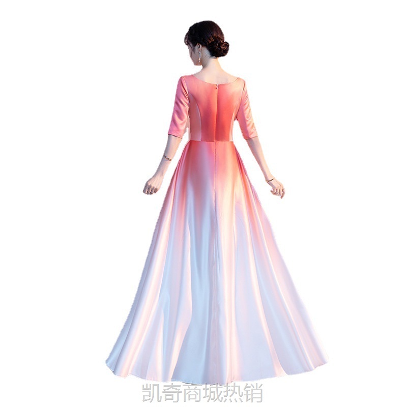 红色成人大合唱团演出服女渐变独唱指挥表演服装主持人礼服