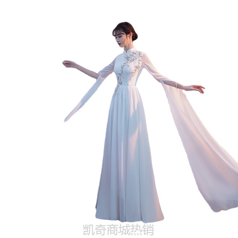 大合唱礼服女长裙中国风古筝演出服装成人气质合唱团开场舞演出服