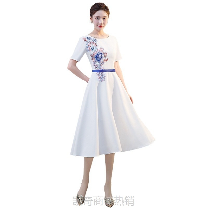 大合唱演出服女礼仪小姐旗袍颁奖礼服酒店迎宾接待伴娘中式晚礼服