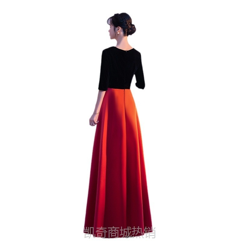 成人大合唱团演出服长裙女年会宴会主持人晚礼服指挥独唱表演服装