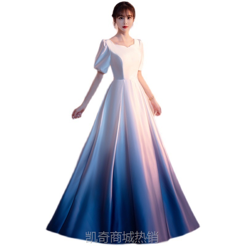 大合唱演出服女长裙2023新款气质主持人指挥服红歌比赛合唱队礼服