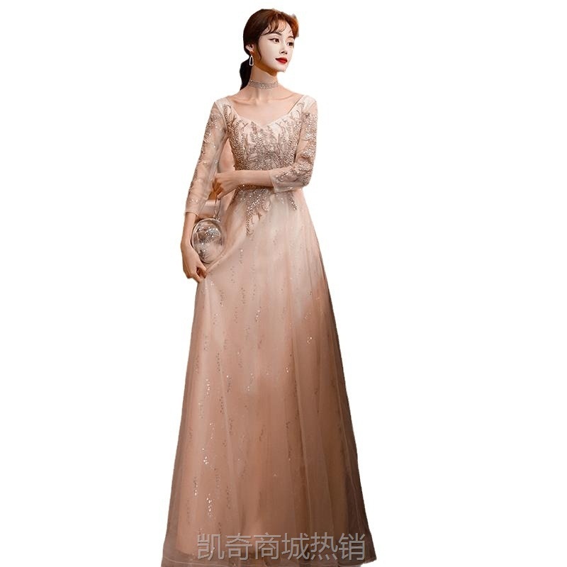 大码晚礼服女2024新款高贵大气名媛宴会气质长款公主仙气主持人裙
