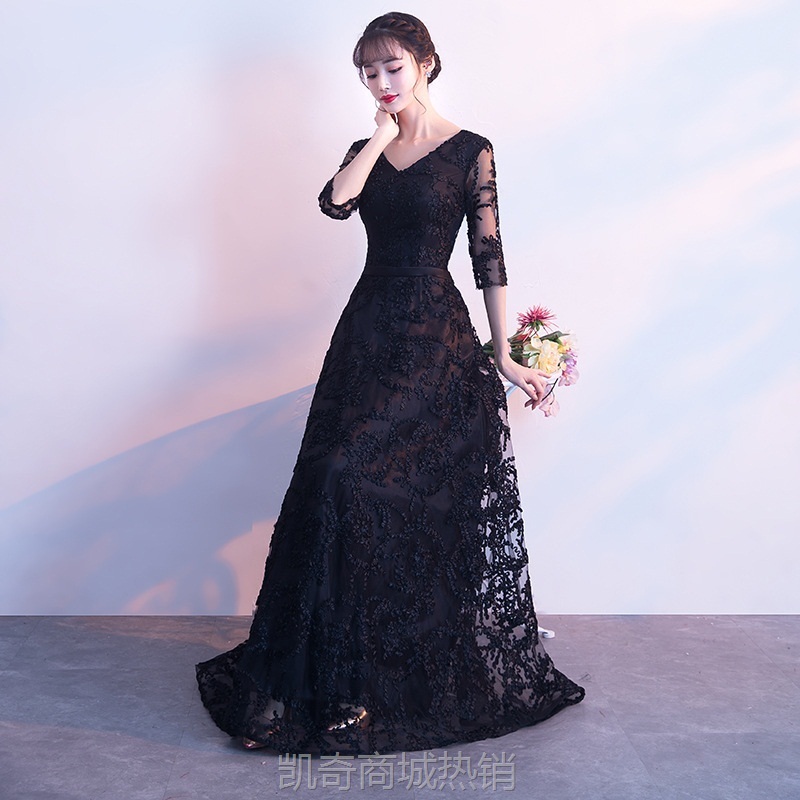 大合唱服演出服女长裙新款表演舞台服装合唱团朗诵主持比赛礼服裙