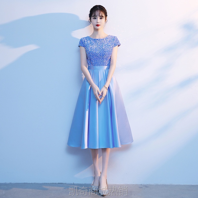 红歌大合唱团演出服女长裙学生主持诗歌朗诵服装气质显瘦成人礼服