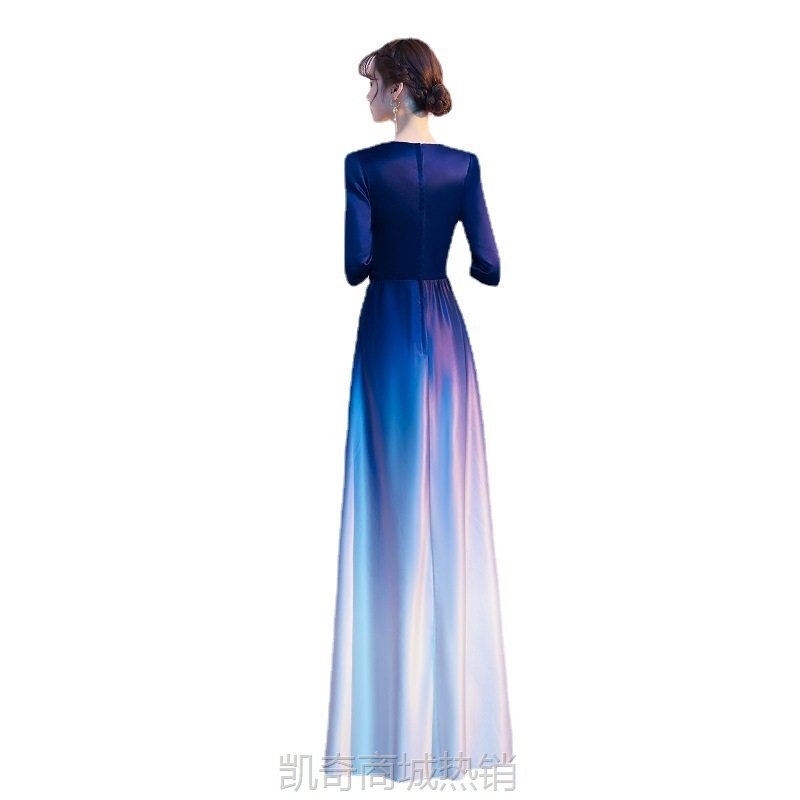 大合唱演出服女长裙2023年新款合唱团红色晚礼服钢琴比赛服装表演