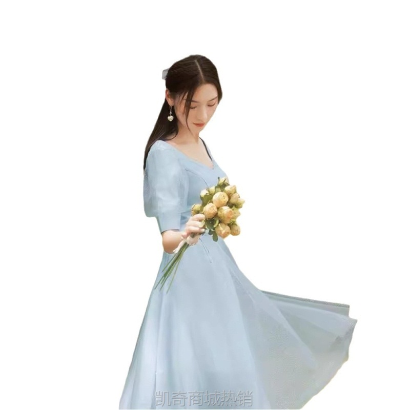 晚礼服女2024新款夏季礼服轻奢小众高端宴会小个子伴娘服日常气质
