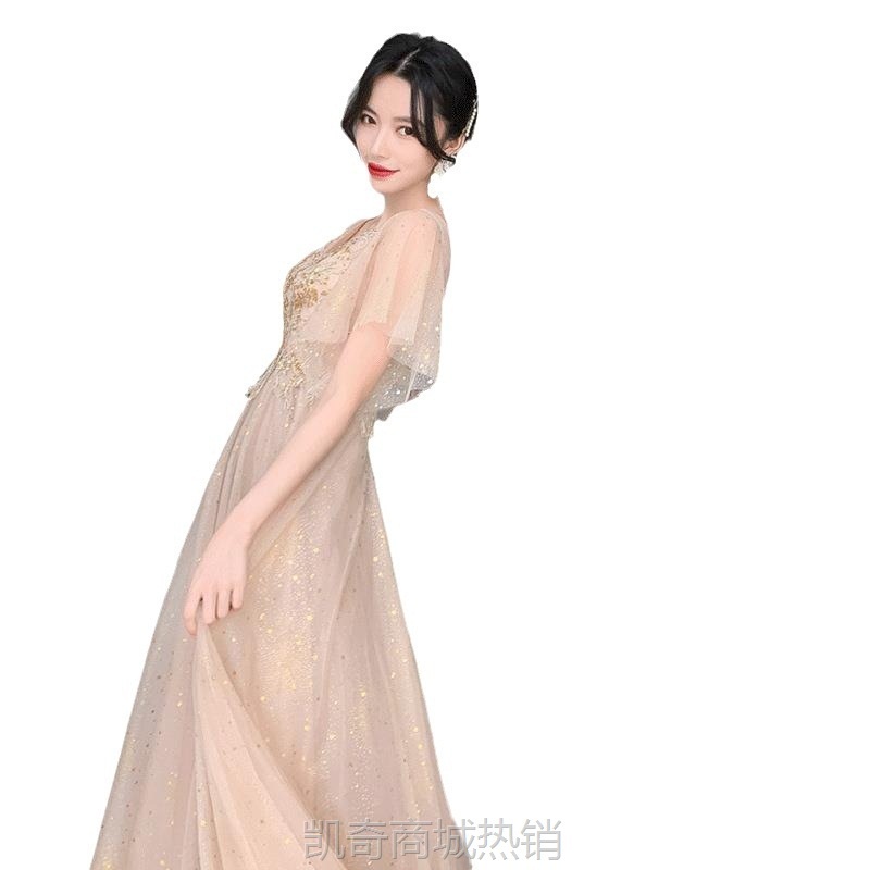 星空晚礼服女气场女王主持人小礼服裙高级质感艺考声乐连衣裙名媛