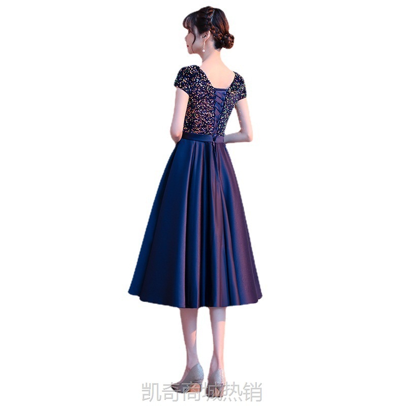 小个子大合唱团晚礼服女宴会演出服主持人连衣裙气质简单大方气质