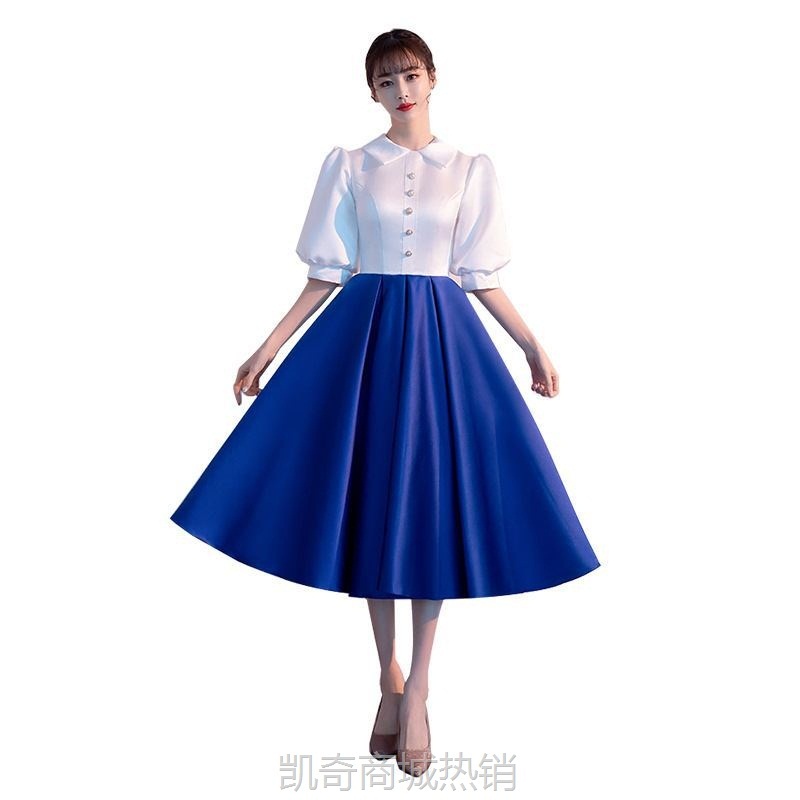 大合唱演出服女长裙2023新款学生诗朗诵表演服装舞台主持指挥礼服