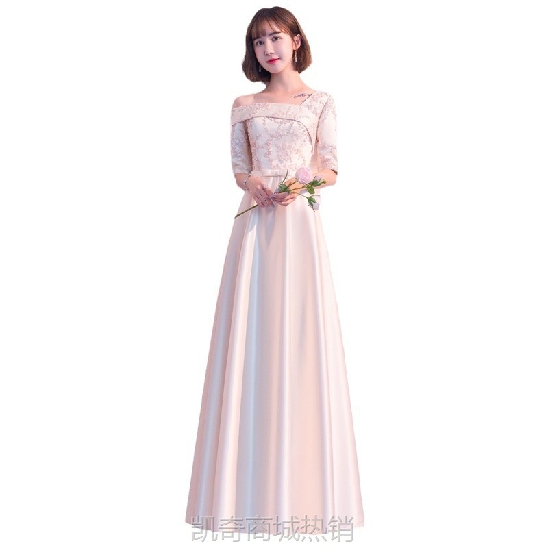 香槟色姐妹团显瘦伴娘服2024新款夏季高级感气质礼服裙女平时可穿