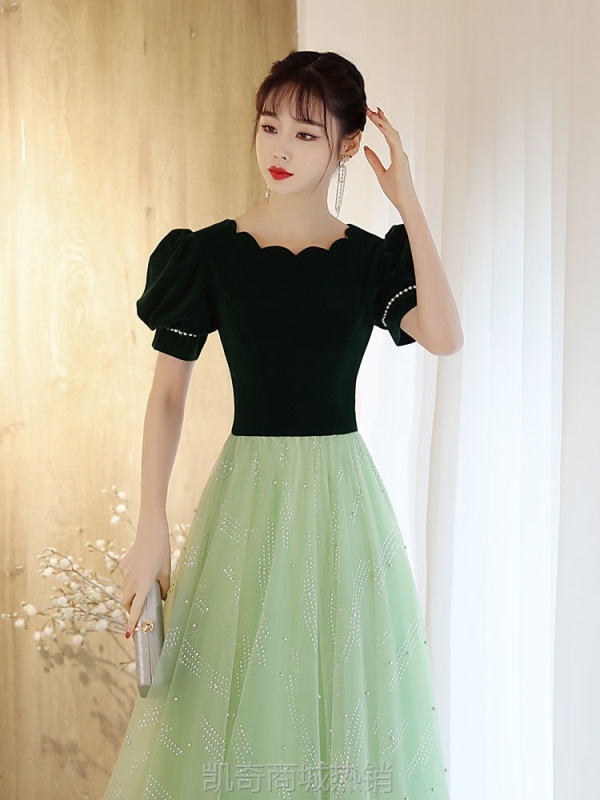 法式晚礼服女轻奢小众生日成人礼网纱裙学声乐艺考演出连衣裙