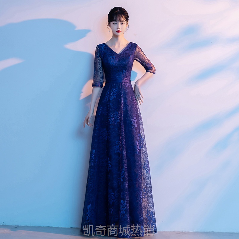 大合唱团演出服女长裙显瘦指挥主持人比赛晚礼服学生毕业表演服装