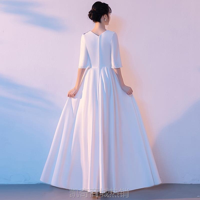 大合唱团演出服女长裙气质主持指挥晚礼服中国风显瘦红歌比赛服装