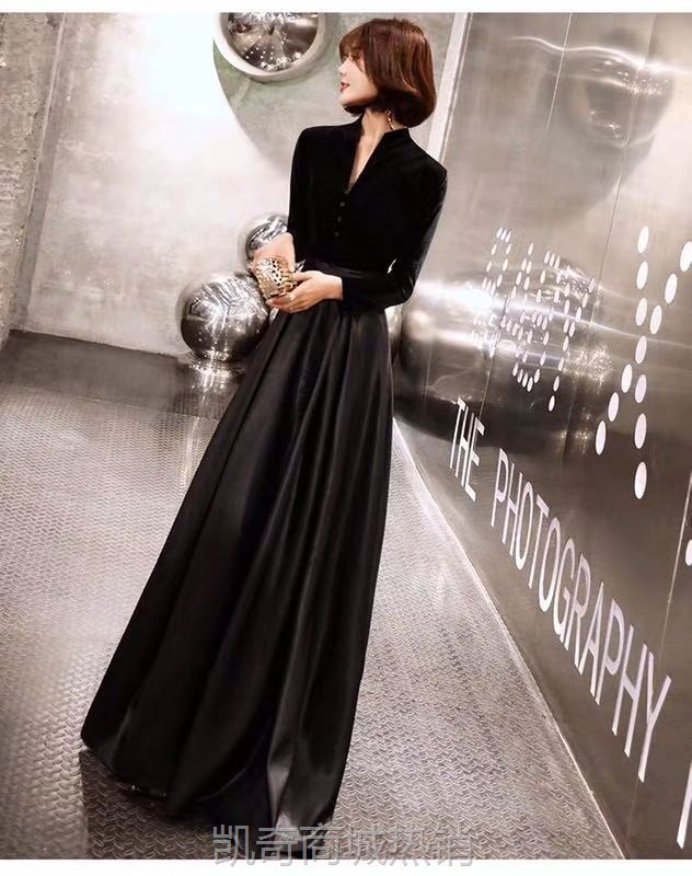 宴会晚礼服女2023新款夏季新娘结婚礼服答谢长袖连衣裙显瘦敬酒服