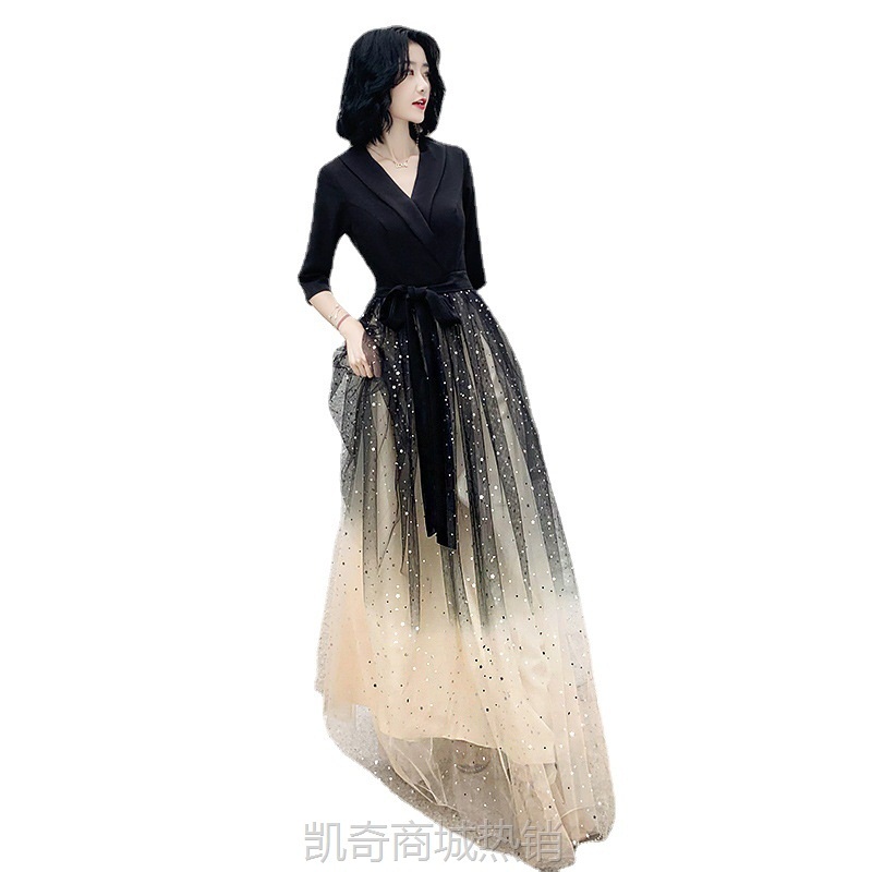 晚礼服女宴会气质平时可穿法式名媛轻奢小众主持年会裙