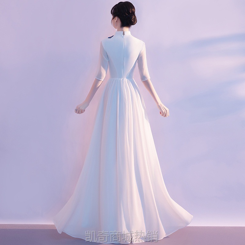 大合唱演出服女长裙2024新款五四合唱团指挥礼服中国风显瘦表演服