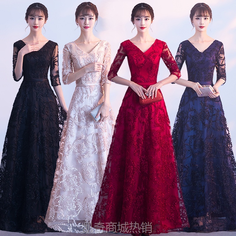 大合唱服演出服女长裙新款表演舞台服装合唱团朗诵主持比赛礼服裙