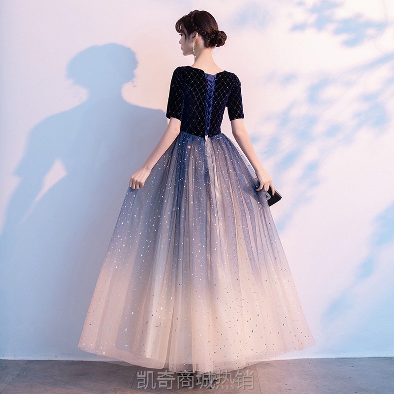 星空晚礼服女大合唱团演出服女2024新款朗诵气质独唱指挥服装长裙