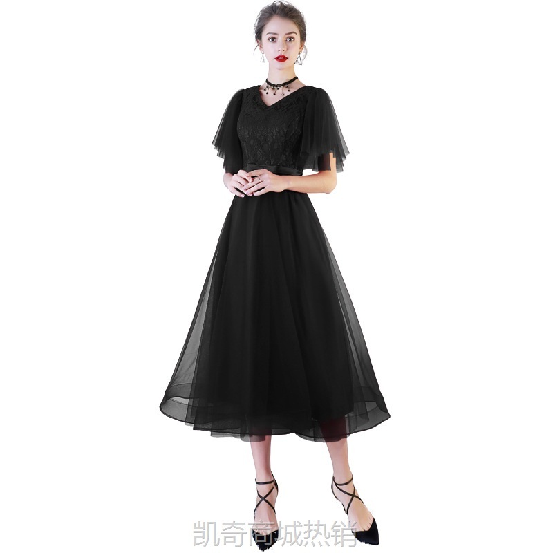 晚礼服女2023新款宴会端庄大气年会主持人礼服聚会生日派对连衣裙