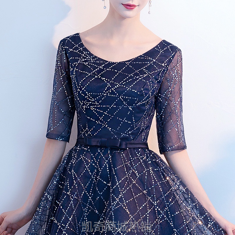 晚礼服女2023新款宴会大方优雅气质中长款名媛聚会星空连衣裙显瘦