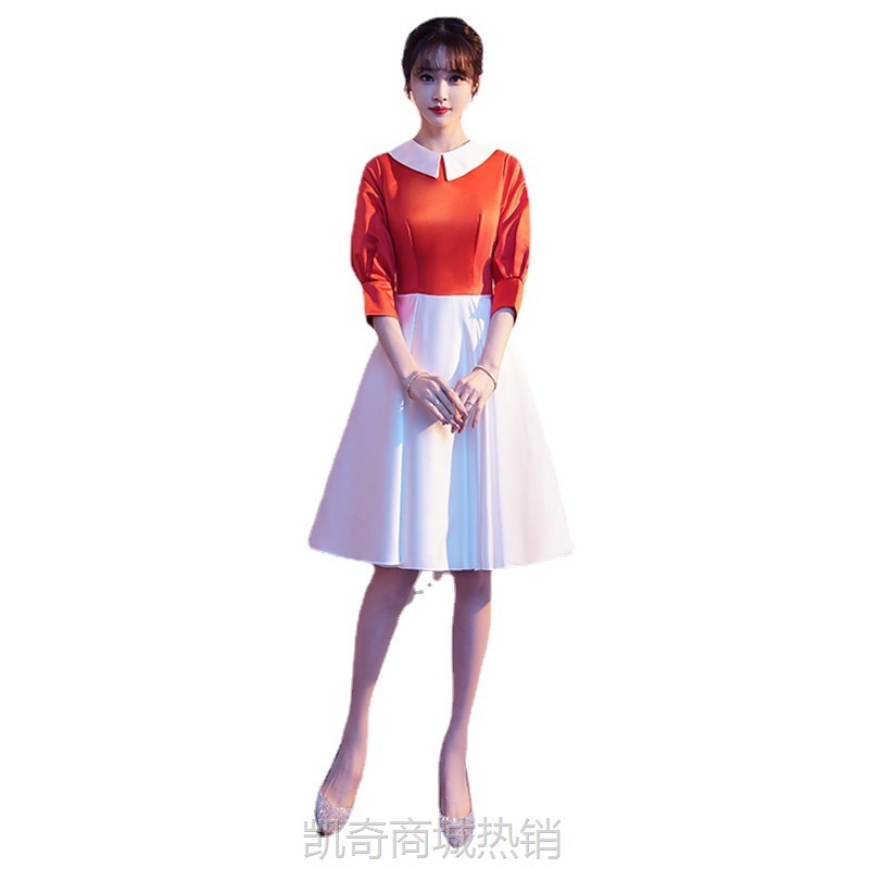 大合唱团演出服女长裙学生朗诵服装高中生气质主持人指挥显瘦礼服