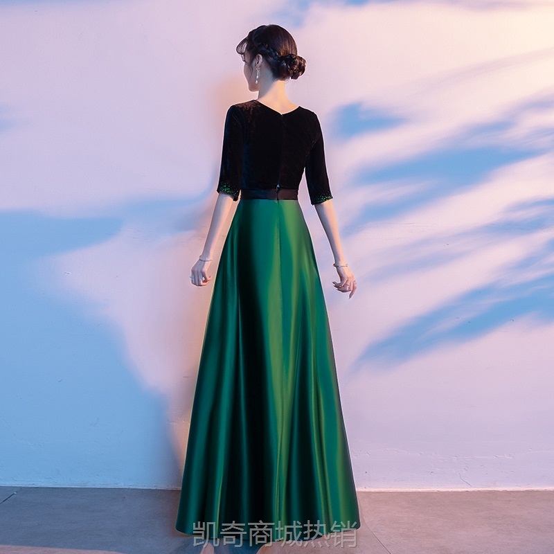 现代大合唱团演出服女长裙表演服装红歌合唱队比赛礼服裙修身长款