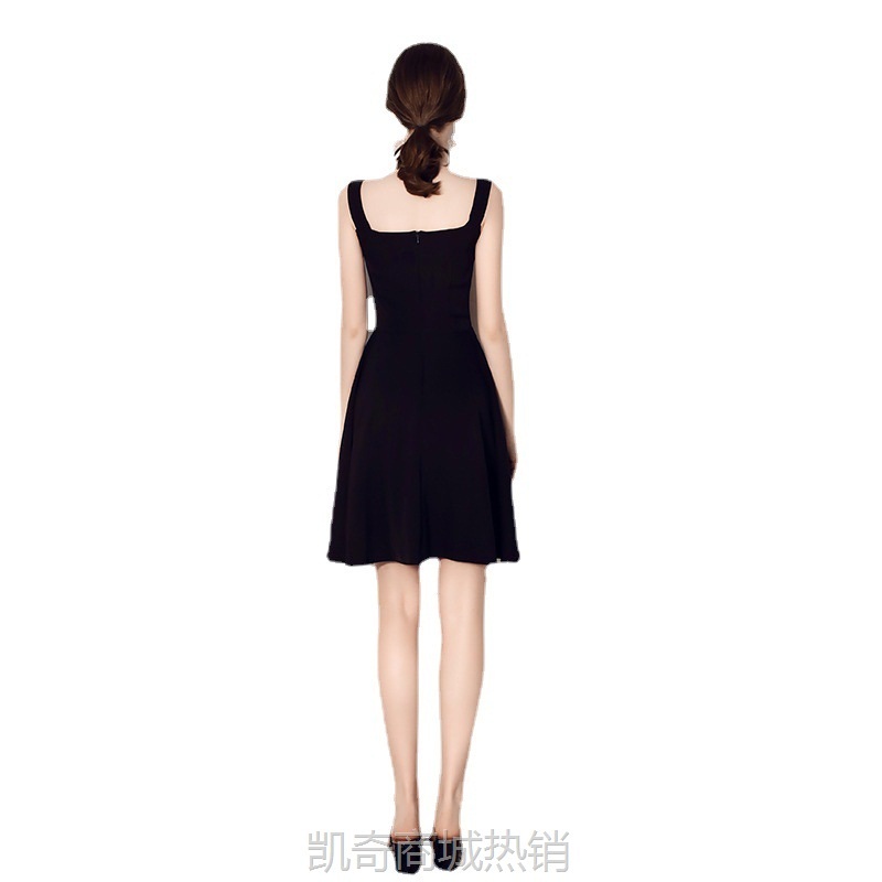 派对小晚礼服女简单大方宴会气质名媛连衣裙法式黑色吊带平时可穿