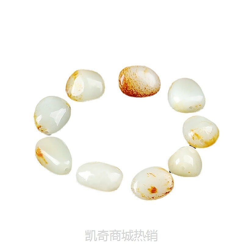 新疆和田玉籽料原石批发 和田白玉枣红皮随型原石散珠手链项链