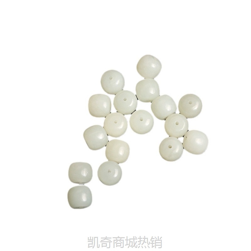 天然新品新疆和田玉白玉碧玉冰晴湖水绿散珠手串男女手链diy项链