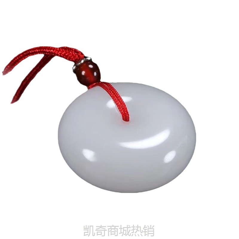 新疆天然金丝玉羊脂玉和田玉白玉级平安扣玉石吊坠女项链吊坠挂件