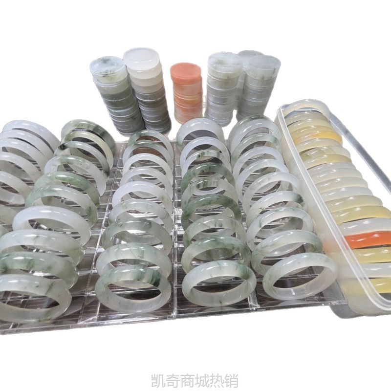 新疆宝石光老坑料冰种手镯飘花女款正圈玉镯送亲友翡翠美玉