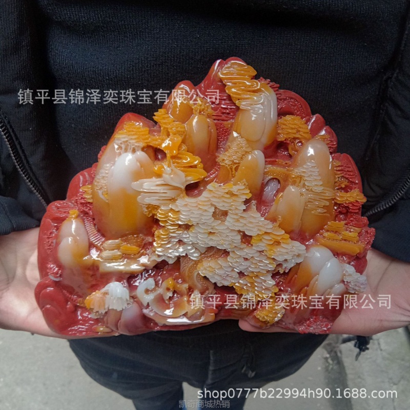 厂家直销仿寿山石山水雕刻摆件芙蓉石家居风水工艺品精雕小摆摆件