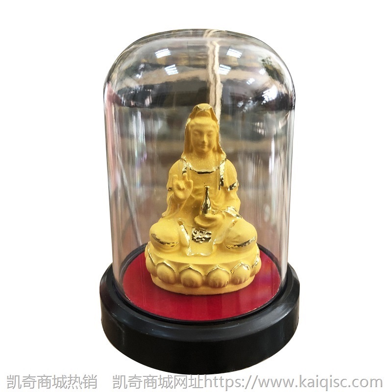 绒沙金观音汽车摆件 佛像镀金工艺品 平安观音菩萨汽车4S活动礼品
